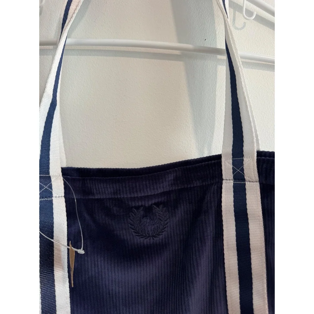y2k Victoria's Secret‎ PINK Velour Shoulder Bag Womens Navy Striped Straps